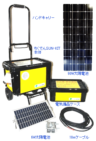 小型蓄電機！置くだけ発電、ラクラク移動の防災用ちくでんSUN・KIT