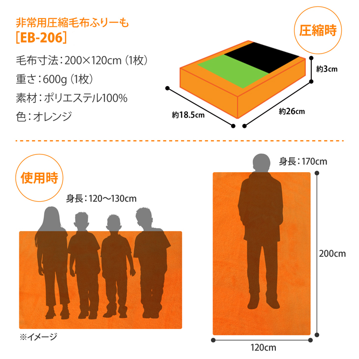 家庭用布団・寝具 足立織物 非常用圧縮難燃毛布 ふりーも BOXタイプ 10枚入 EB-305BOX - 3