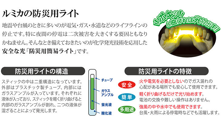 災害備蓄用ルミカライトの構造